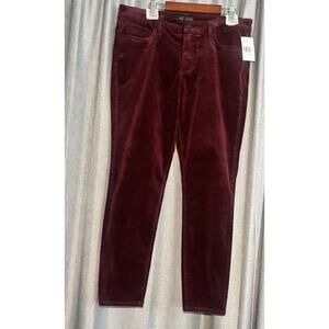 Kut From The Kloth Diana Skinny Pants Size 10P Wine Burgundy Corduroy Comfort